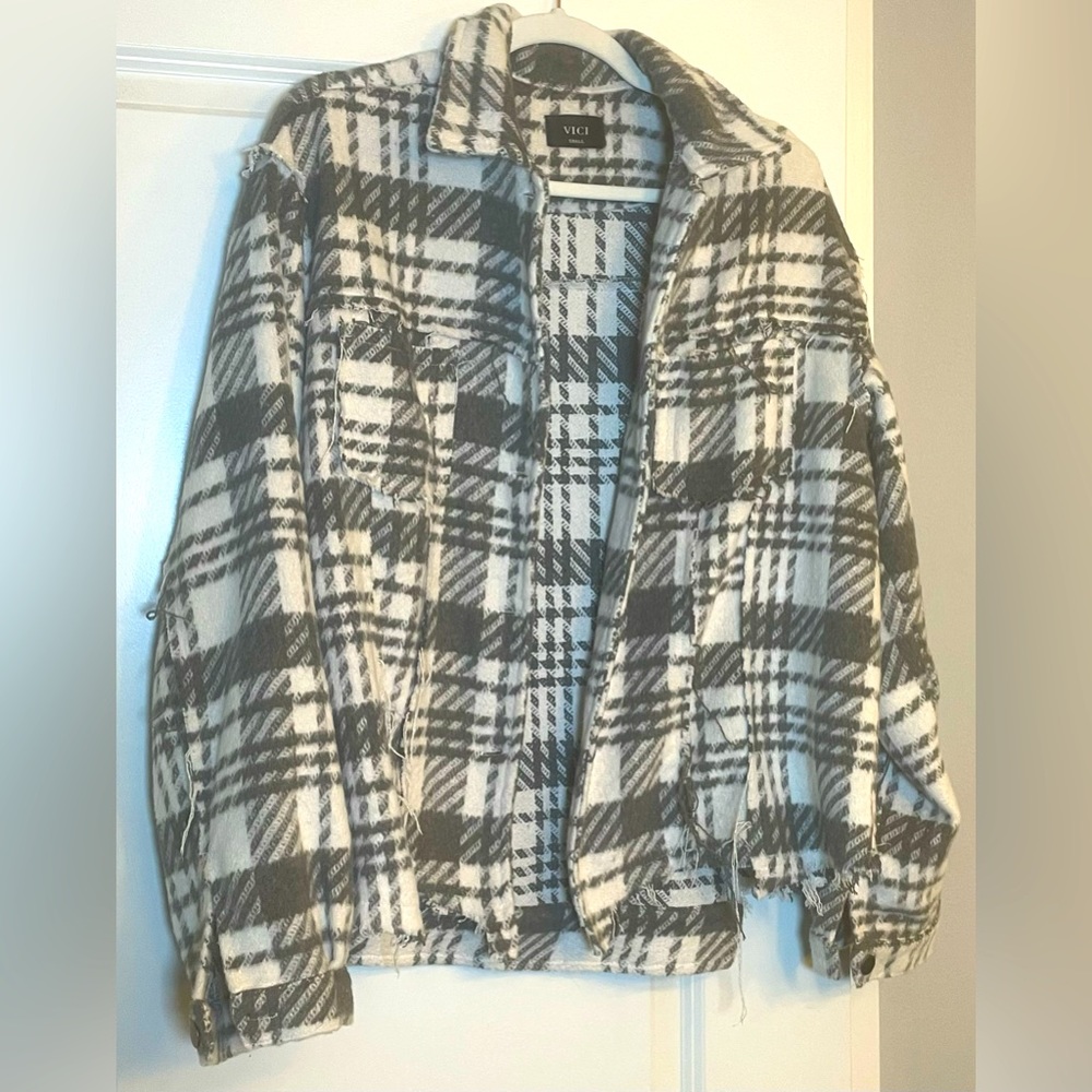 Grey & white plaid shacket! Never worn!